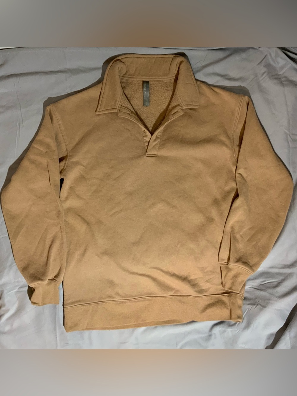 Mondetta Women's COLOR Tan Collared Fleece Pullover Top (1720516) Size SMALL